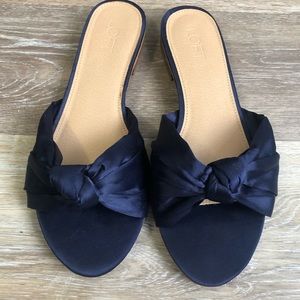 LOFT navy satin knot sandals